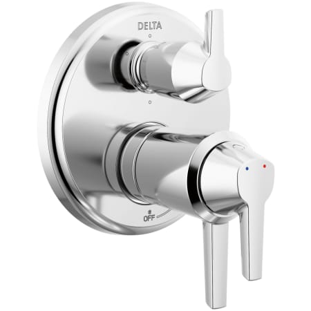 Delta Galeon 17T Series Thermostatic Valve Trim with Integrated Volume Control and 6 Function Diverter for Three Shower Applications - Less Rough-In Lumicoat Chrome