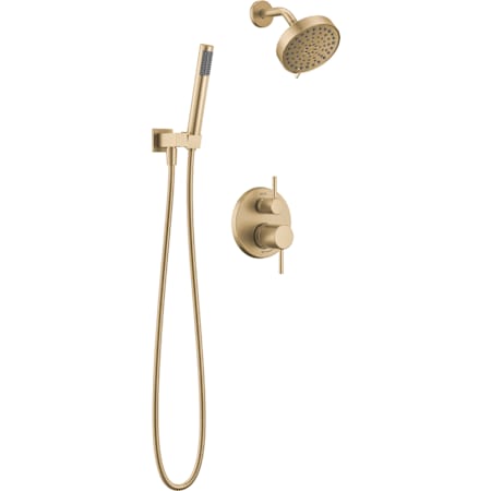 Delta Modern Round Non Shared Shower System with Shower Head, Hand Shower, Shower Arm, and Hose Champagne Bronze