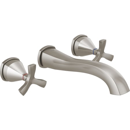 Delta Stryke 1.2 GPM Wall Mounted Widespread Bathroom Faucet with Cross Handles Less Valve - Limited Lifetime Warranty Brilliance Stainless