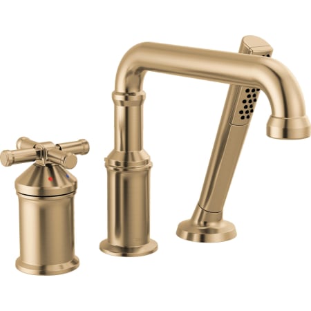 Delta Broderick Single Handle Deck Mounted Roman Tub Filler with Hand Shower - Less Handle and Rough-In Lumicoat Champagne Bronze