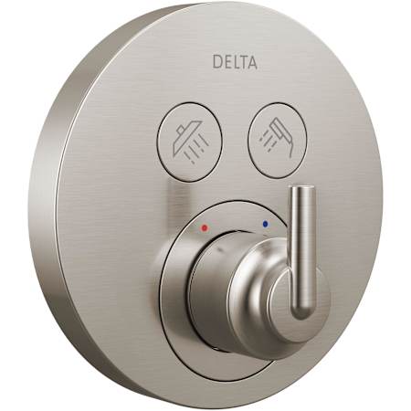 Delta Trinsic Two Function Thermostatic Valve Trim Only with Single Lever Handle and Integrated Diverter - Less Rough In Brilliance Stainless