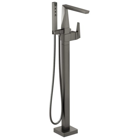 Delta Trillian Floor Mounted Tub Filler with Integrated Diverter and Hand Shower - Less Rough In Black Stainless
