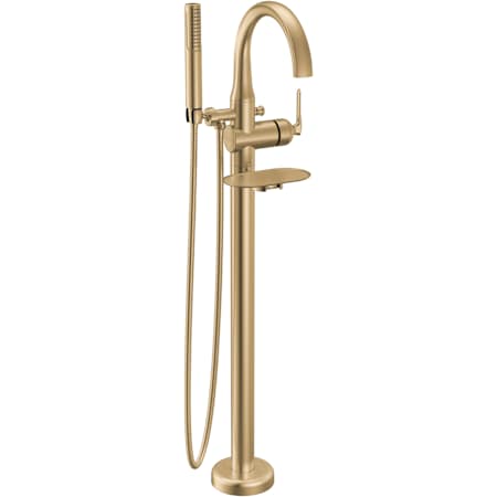 Delta Bonacci Floor Mounted Tub Filler with Built-In Diverter - Includes Hand Shower Lumicoat Champagne Bronze
