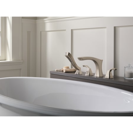 Installed Tub Filler in Brilliance Stainless