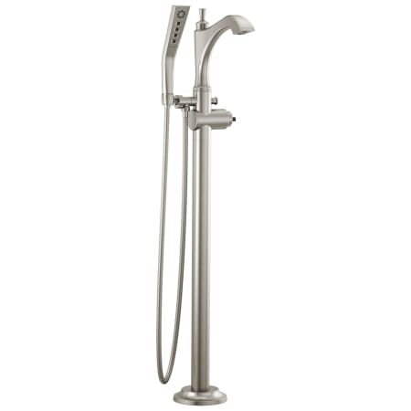 Delta Dorval Floor Mounted Tub Filler with Integrated Diverter and Hand Shower - Less Rough In Brilliance Stainless
