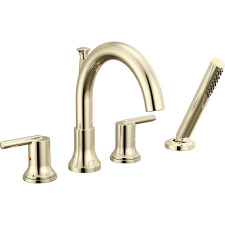 Delta Trinsic Deck Mounted Roman Tub Filler - Includes Hand Shower Brilliance Polished Nickel