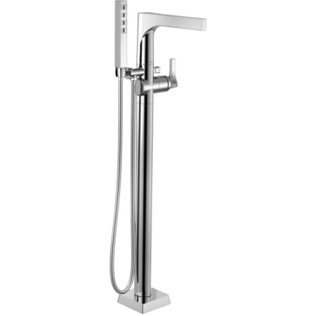 Delta Zura Floor Mounted Tub Filler with Integrated Diverter and Hand Shower - Less Rough In Chrome