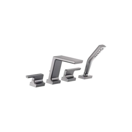 Delta Pivotal Deck Mounted Tub Filler with Built-in Diverter - Includes Hand Shower Black Stainless