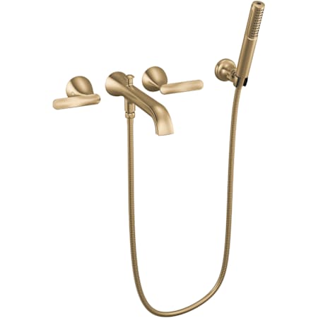 Delta Bonacci Wall Mounted Tub Filler with Integrated Diverter and Hand Shower - Less Rough In Lumicoat Champagne Bronze