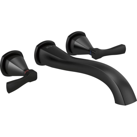 Delta Stryke Double Handle Wall Mounted Tub Filler Trim with Lever Handles - Less Rough In Matte Black