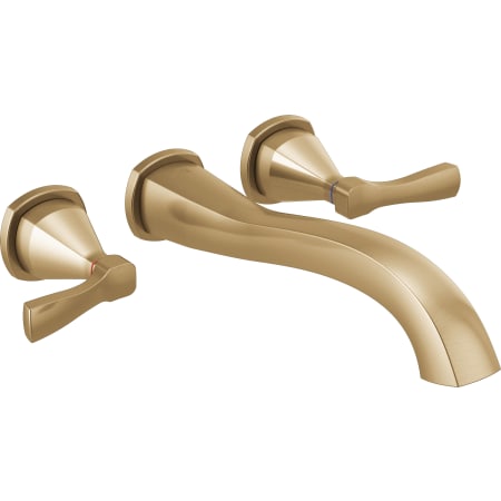 Delta Stryke Double Handle Wall Mounted Tub Filler Trim with Lever Handles - Less Rough In Lumicoat Champagne Bronze