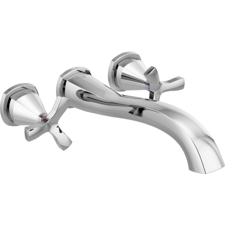 Delta Stryke Double Handle Wall Mounted Tub Filler Trim with Helo Style Handles - Less Rough In Lumicoat Chrome
