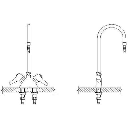 Delta Commercial Double Lever Handle Centerset Laboratory Faucet with Gooseneck Spout and Serrated Nozzle Chrome