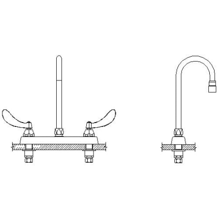 Delta Commercial Bathroom Faucet Double Handle Widespread with Cer-Teck ceramic structures and 4" Blade Lever Handles Chrome