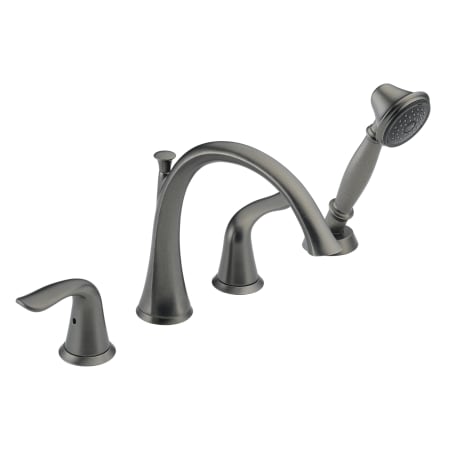 Delta Lahara Deck Mounted Roman Tub Filler Trim with Hand Shower Aged Pewter