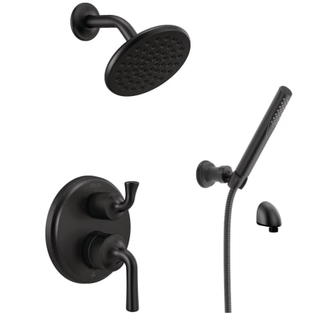 Delta Kayra 14 Series Pressure Balanced Shower System with Shower Head and Hand Shower - Includes Rough-In Valve Matte Black