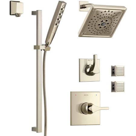 Delta Monitor 14 Series Single Function Pressure Balanced Shower System with Shower Head, 2 Body Sprays and Hand Shower - Includes Rough-In Valves Brilliance Polished Nickel