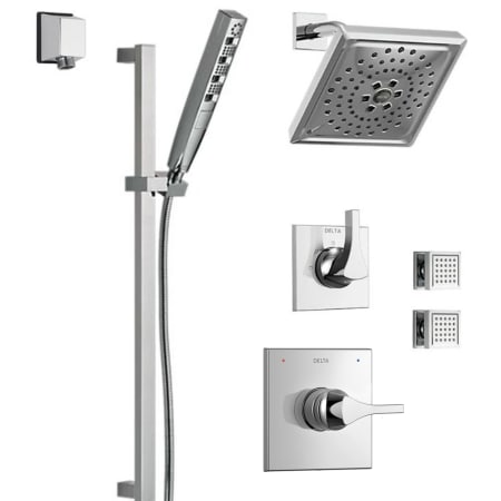 Delta Monitor 14 Series Single Function Pressure Balanced Shower System with Shower Head, 2 Body Sprays and Hand Shower - Includes Rough-In Valves Chrome