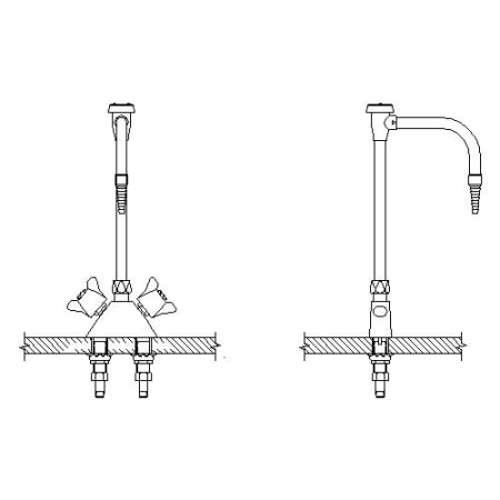 Delta Double Handle Gooseneck Laboratory Mixing Faucet with 6" Angle Spout from the Commercial Series Chrome