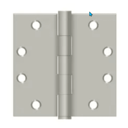 Deltana 4-1/2" x 4-1/2" Square Corner Plain Bearing Mortise Hinge - Pair Satin Nickel
