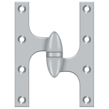 Deltana 6" x 4-1/2" Solid Brass Right Hand Olive Knuckle Hinge with Ball Bearing Brushed Chrome