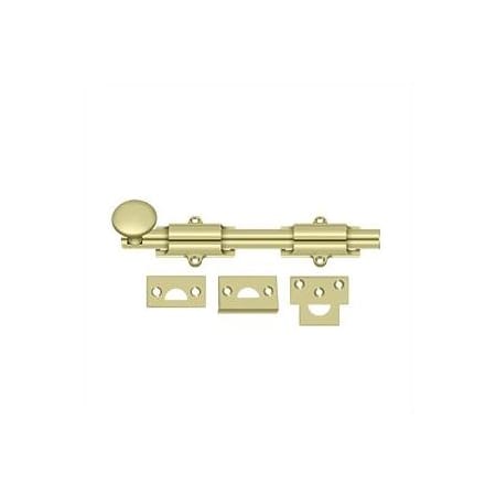 Deltana 8 Inch Long Surface Door Security Bolt Unlacquered Brass