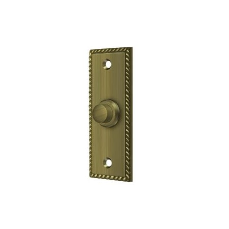 Deltana 3-1/4" x 1-1/4" Solid Brass Rectangular Rope Bell Button Antique Brass