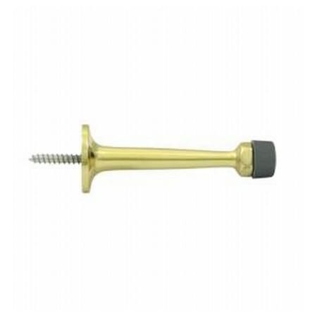 Deltana 3-1/4 Inch Rigid Baseboard Door Stop Unlacquered Brass