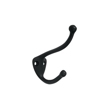 Deltana Double Prong Coat and Hat Hook Black