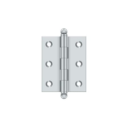 Deltana 2-1/2" x 2" Solid Brass Cabinet Hinge with Ball Tip Finials Polished Chrome