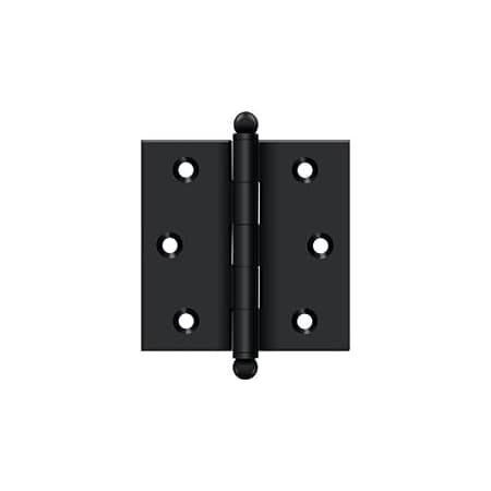 Deltana 2-1/2" x 2-1/2" Solid Brass Cabinet Hinge with Ball Tip Finials - Pair Black