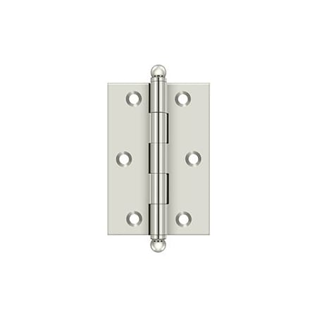 Deltana 3" x 2" Solid Brass Cabinet Hinge with Ball Tip Finials - Sold as a Pair - 10 Pack Polished Nickel