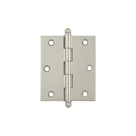 Deltana 3" x 2-1/2" Solid Brass Cabinet Hinge with Ball Tip Finials - 30 Pack Polished Nickel