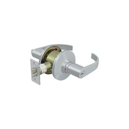 Deltana Commercial Grade 2 Curved Single Cylinder Keyed Entry Door Lever Set with Round Rose Brushed Chrome