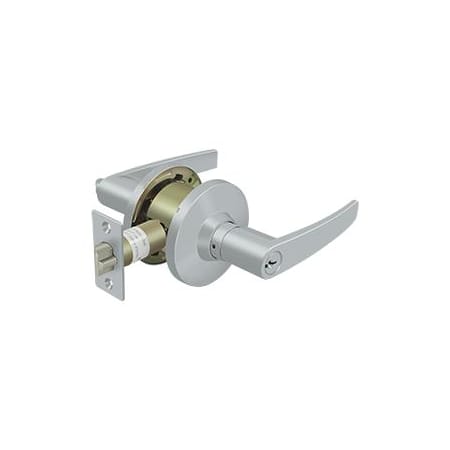 Deltana Commercial Grade 2 Straight Single Cylinder Keyed Entry Door Lever Set with Round Rose Brushed Chrome