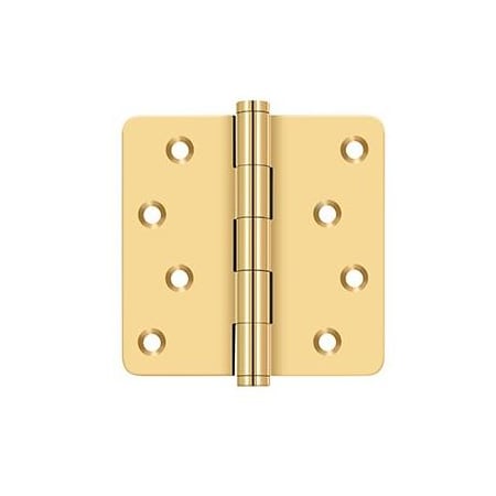 Deltana 4" x 4" Plain Bearing 1/4" Radius Corner Full Mortise Door Hinge - Pair Lifetime Brass