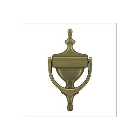 Deltana Solid Brass Victorian 7" Tall Drop Bail Door Knocker Antique Brass