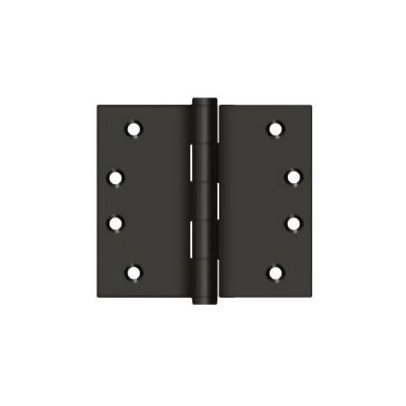 Deltana 4-1/2" x 4-1/4" Solid Brass Square Corner Plain Bearing Full Mortise Hinge - Pair Oil Rubbed Bronze