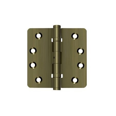 Deltana 4" x 4" Solid Brass 1/4"" Radius Corner Ball Bearing Full Mortise Hinge - Pair Antique Brass