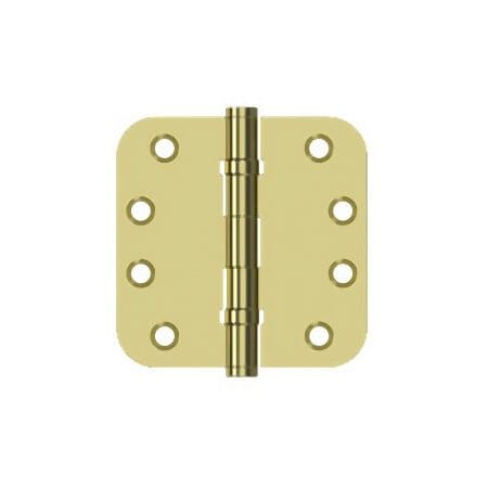 Deltana 4" x 4" Solid Brass 5/8" Radius Corner Ball Bearing Full Mortise Hinge - Pair Bright Brass