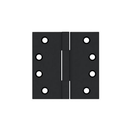 Deltana 4" x 4" Solid Brass Square Corner Plain Bearing Full Mortise Hinge - Pair Black
