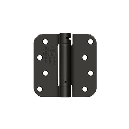 Deltana 4" x 4" Ball Bearing 5/8" Radius Corner Spring Hinge - Single Hinge Flat Black