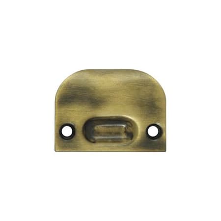 Deltana 2-1/4" x 1-5/8" Full Lip Strike Plate for Cabinet Ball Catches / Roller Catches Antique Brass