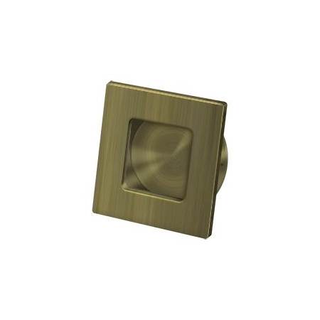 Deltana Solid Brass Heavy Duty 2-3/4" Square Pocket Door Flush Pull Antique Brass