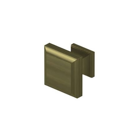 Deltana 1-3/16 Inch Square Cabinet Knob Antique Brass