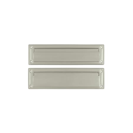 Deltana 13-1/8" x 3-5/8" Solid Brass Mail Slot with Interior Flap Brushed Nickel