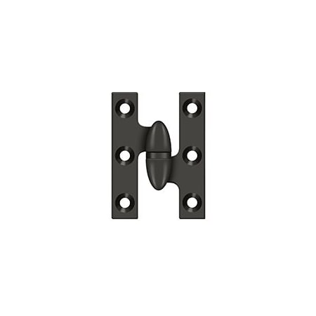 Deltana 2" x 1-1/2" Solid Brass Right Hand Olive Knuckle Hinge Oil Rubbed Bronze