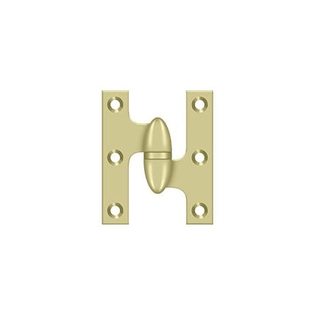 Deltana 2-1/2" x 2" Solid Brass Right Hand Olive Knuckle Hinge - 10 Pack Unlaquered
