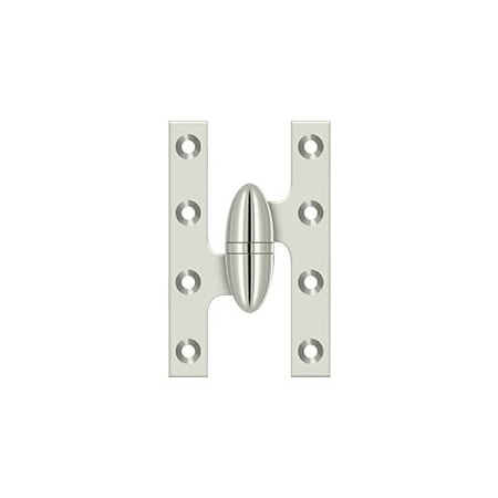 Deltana 5" x 3-1/4" Solid Brass Left Hand Olive Knuckle Hinge with Ball Bearing - 10 Pack Polished Nickel