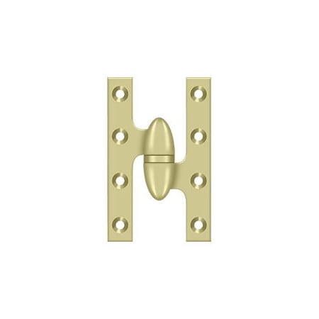 Deltana 5" x 3-1/4" Solid Brass Right Hand Olive Knuckle Hinge with Ball Bearing Unlaquered